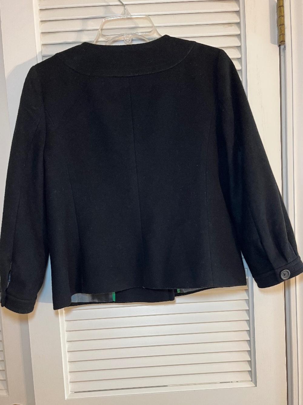 J. Crew Vintage Pippa Peacoat Collarless Wool Blend Black Medium 12 (Modern 6/8) - Picture 2 of 6